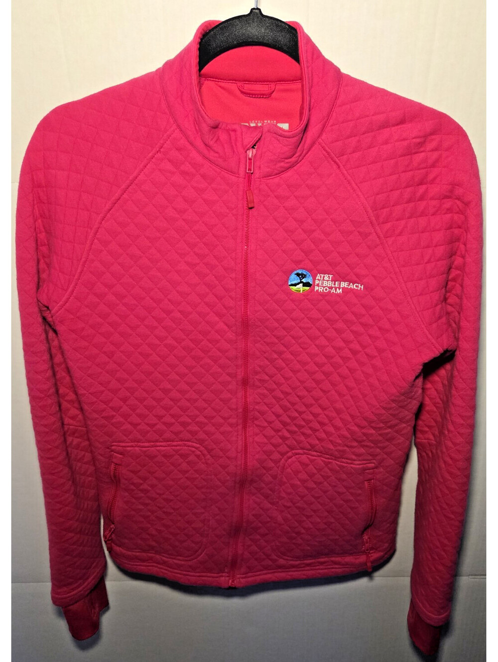 AT&T Pebble Beach Golf Quilted Jacket Pink M Women's Levelwear PGA Full Zip